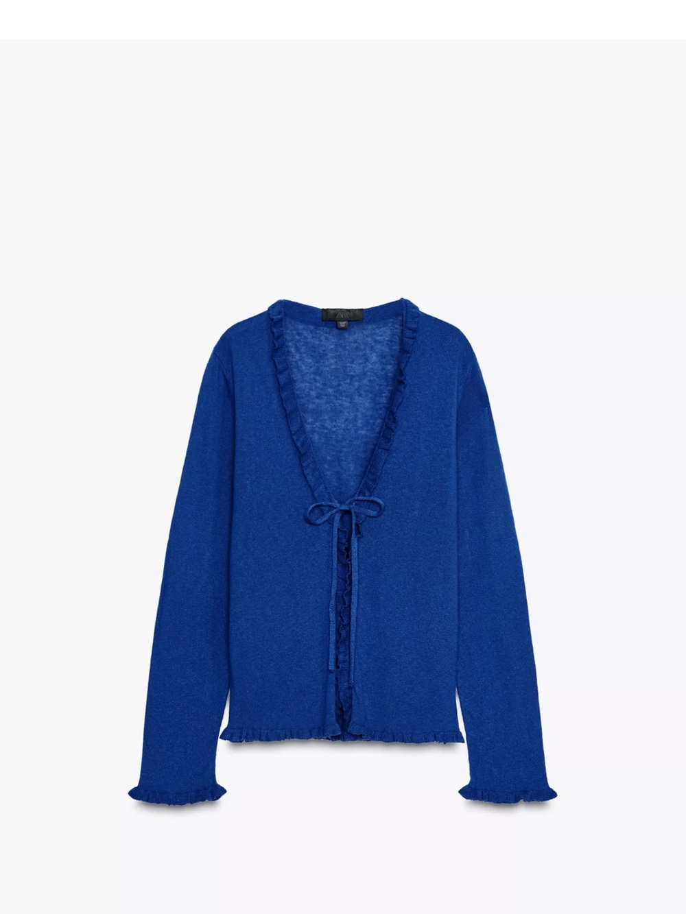Zara Women's Royal Blue Ruffled Knit Cardigan